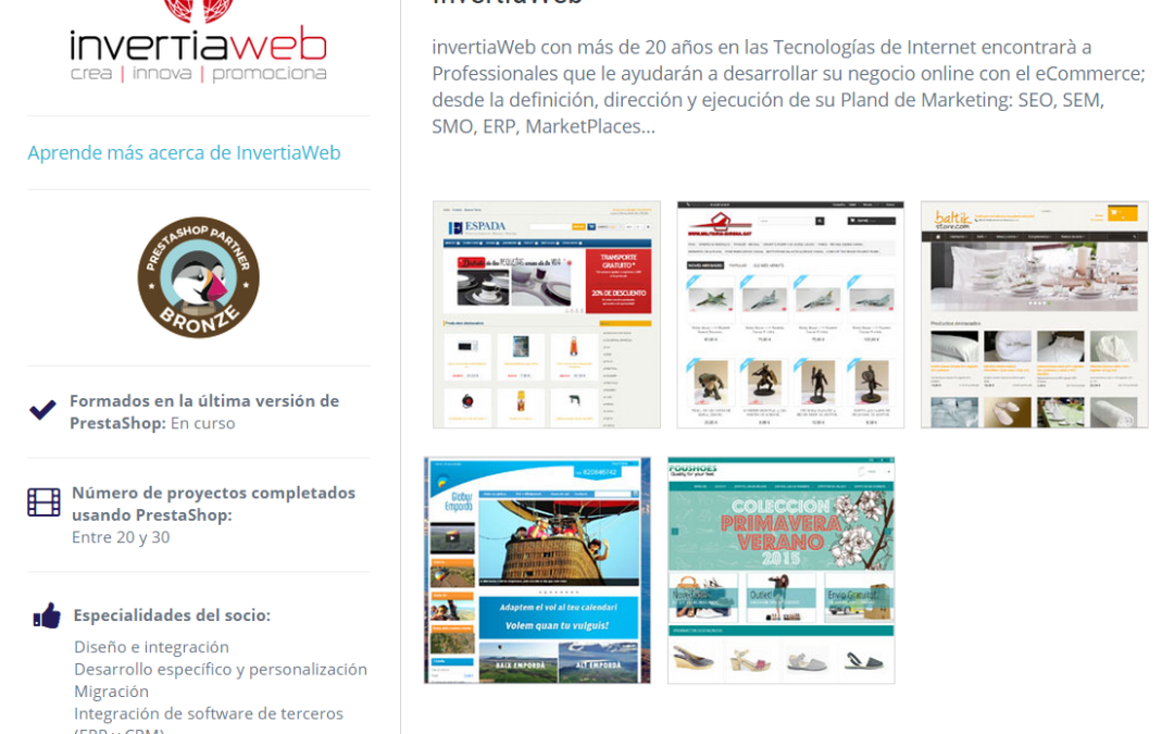 InvertiaWeb, nueva agencia en Girona asociada por Prestashop